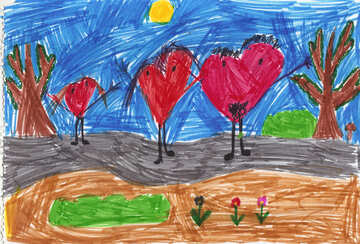 Children drawing on Valentine`s Day №42877
