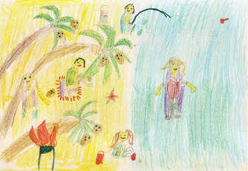 Child drawing sea beach №42683