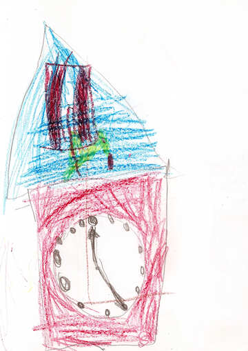 Children`s drawing a cuckoo clock №42786