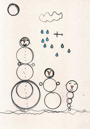 Illustrazione dei bambini di pupazzi di neve sotto la pioggia №42829