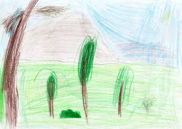 Children`s drawing palm trees near the sea №42836