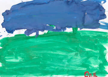 Children`s drawing the sky over a field №42866