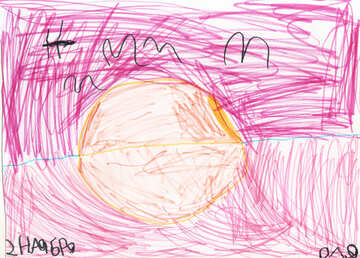 Дитячий малюнок захід сонця на морі №42744