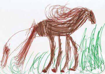 Kinderzeichnung ein Pferd №42846