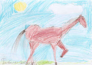 Children`s drawing a horse №42872