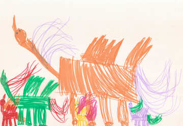 子供は、馬の群れを描きます №42808
