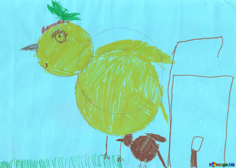 Kinder großer Vogel Zeichnung №42778
