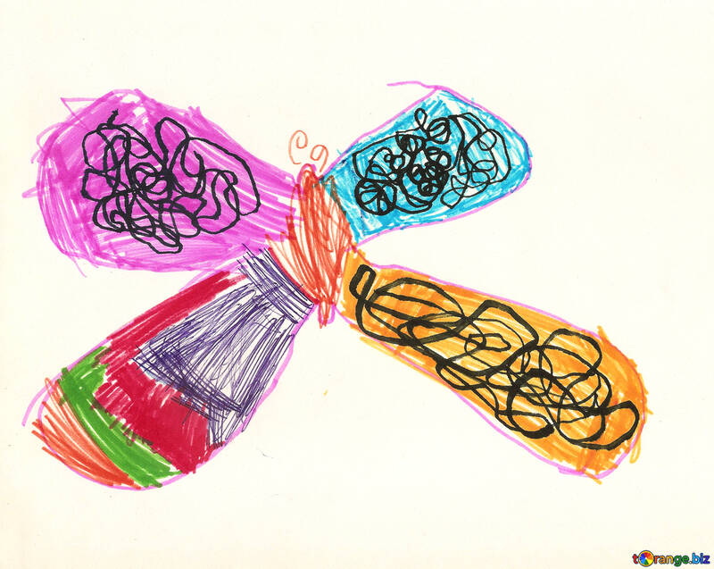 Créativité Des Enfants Sur Papier. Dessin Au Crayon Papillon Enfant  Créativité Illustration Stock - Illustration du coloré, retrait: 254088870