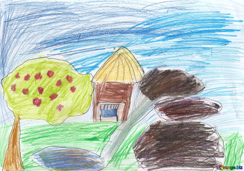 Дитячий малюнок будинок №42890