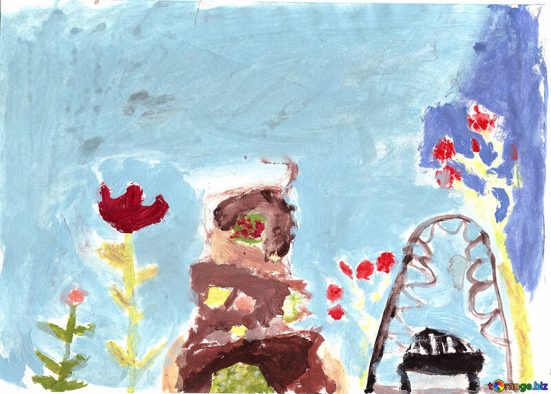 海を描く子供 №42724
