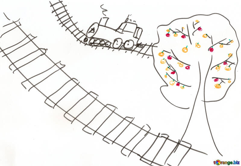 Children`s drawing a train №42706