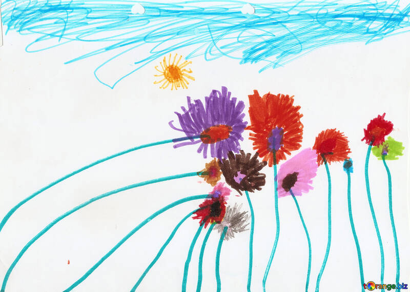 Children`s drawing wildflowers №42859