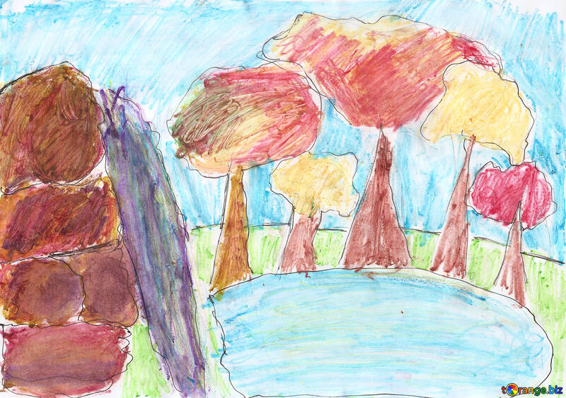 Children`s drawing lake №42887