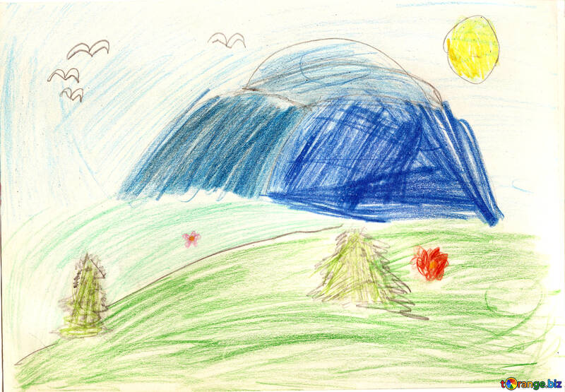 Children`s drawing mountains №42732