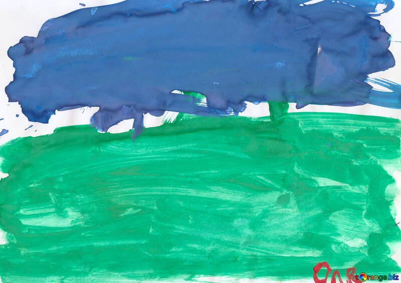Children`s drawing the sky over a field №42866