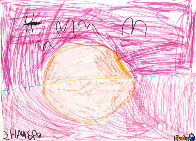 Дитячий малюнок захід сонця на морі №42744