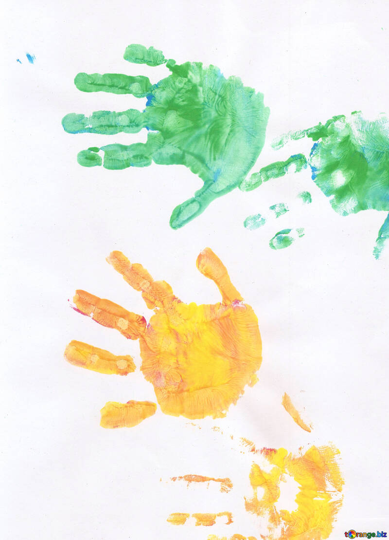 Children`s drawing colored children`s hands №42817