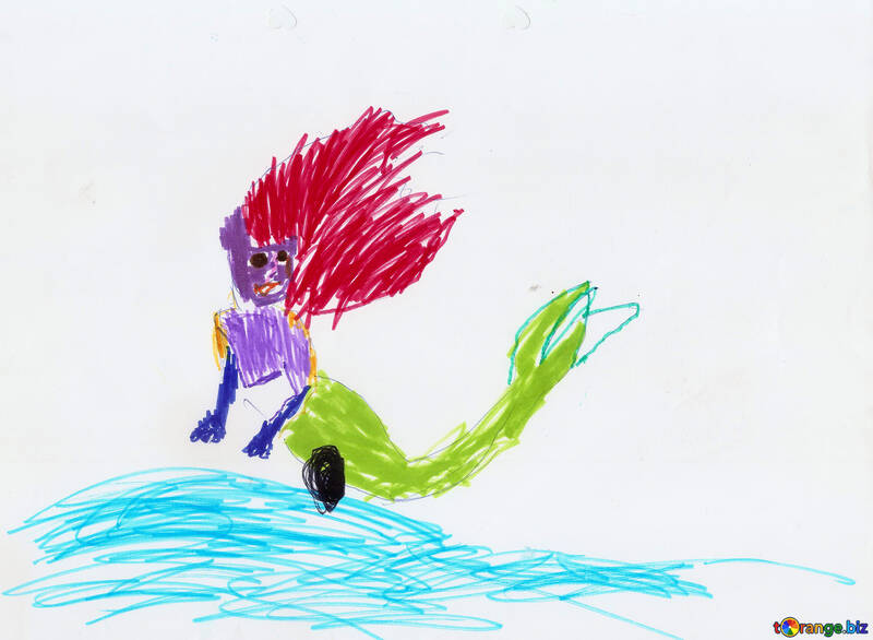 Children`s drawing a mermaid №42861