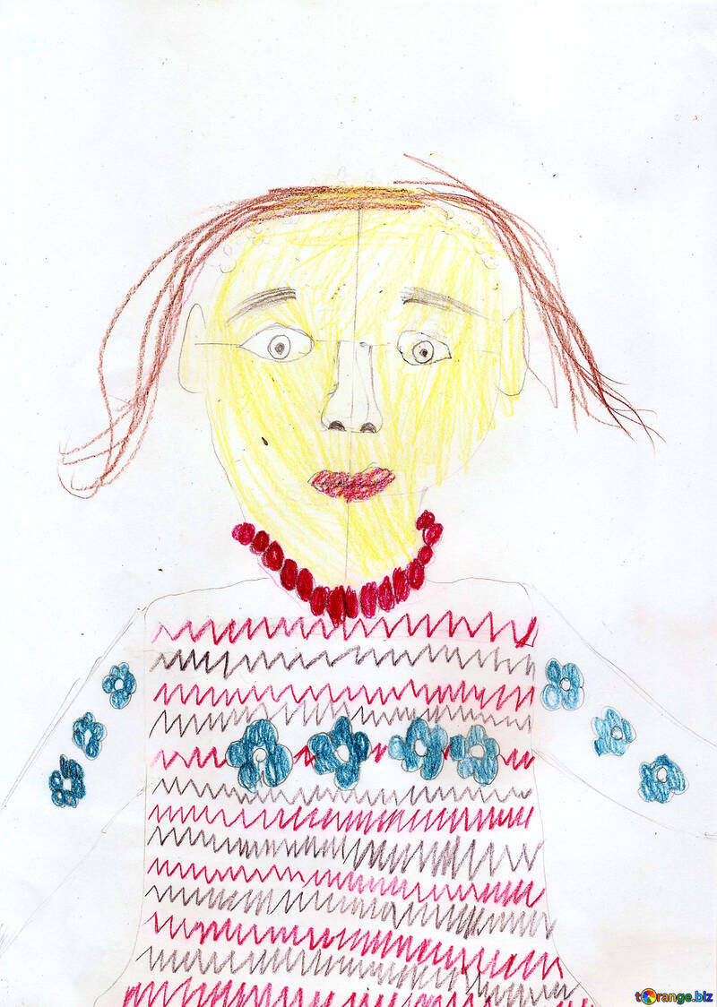 Children`s drawing a portrait of mom №42684