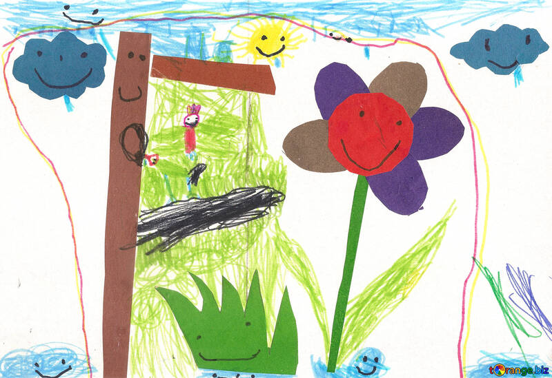 Children`s drawing flowers №42810
