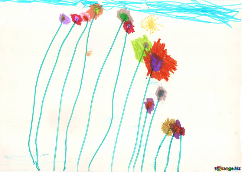 Children`s drawing flowers №42860