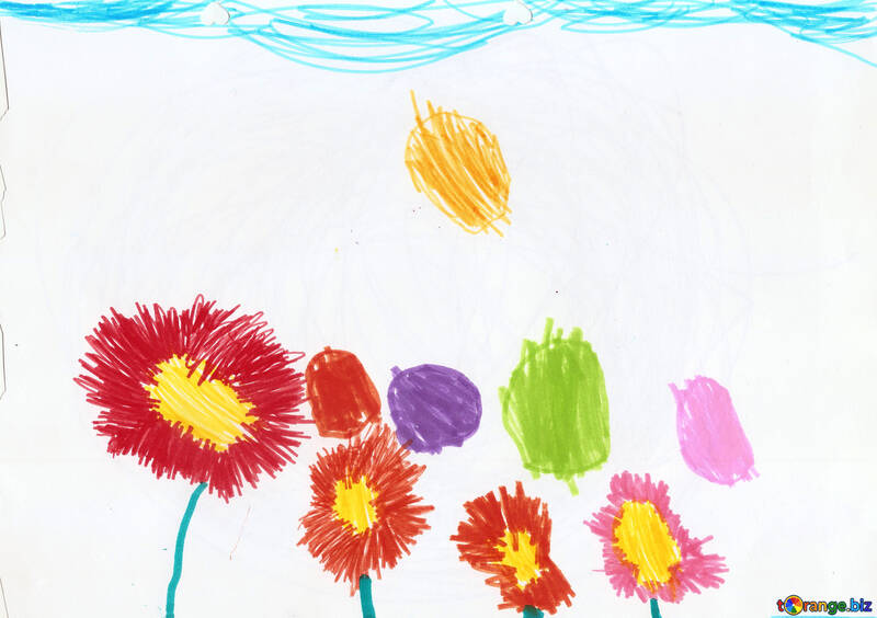 Children`s drawing flowers asters №42852