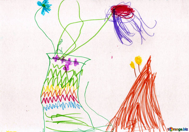 Children`s drawing the flowers in a vase №42771