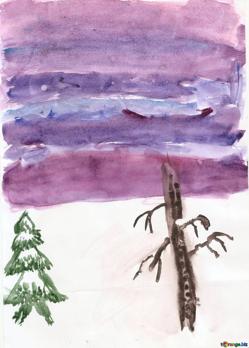 Children`s drawing winter sky №42713