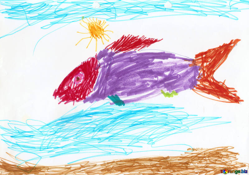 Infantil de dibujo de un pez №42856
