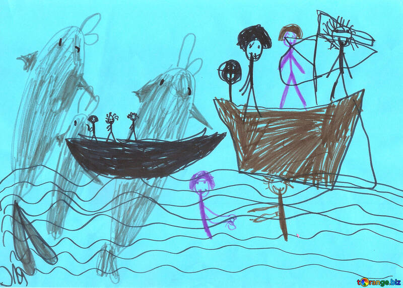 Children`s drawing dolphin №42790