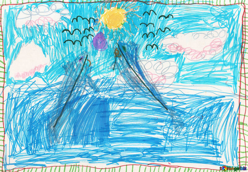 Дитячий малюнок дельфіни №42792