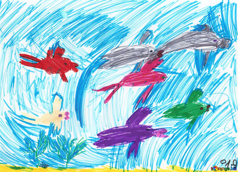 Kinderzeichnung Unterwasserfische №42755