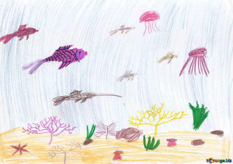 Children`s drawing the underwater world №42756