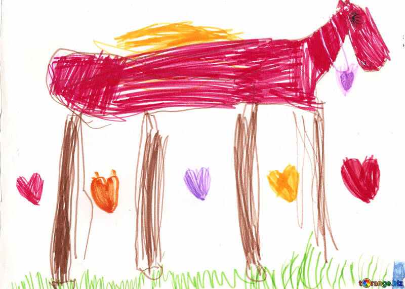 Children`s drawing a horse №42753