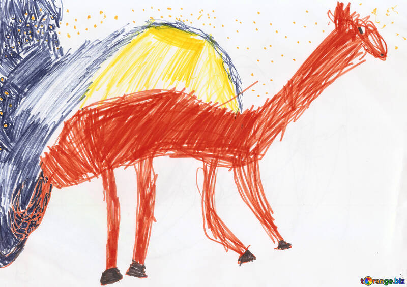 Children`s drawing a horse №42804