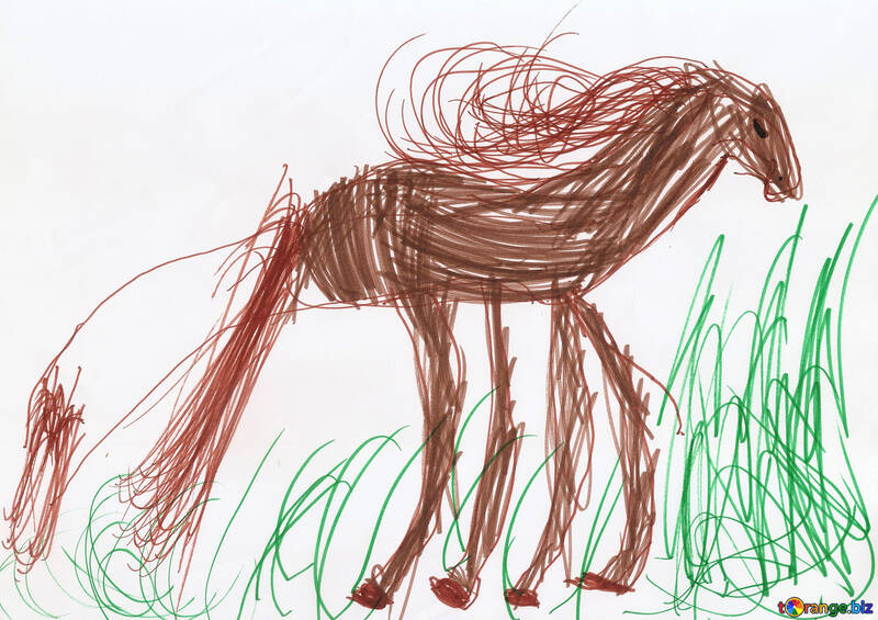 Children`s drawing a horse №42846