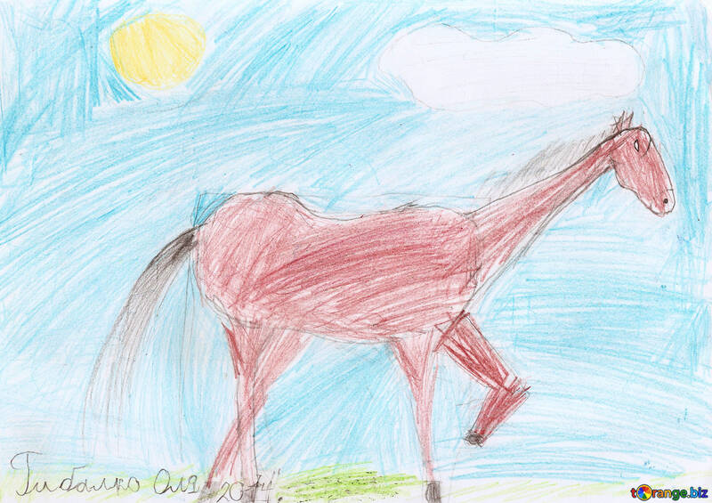 Children`s drawing a horse №42872