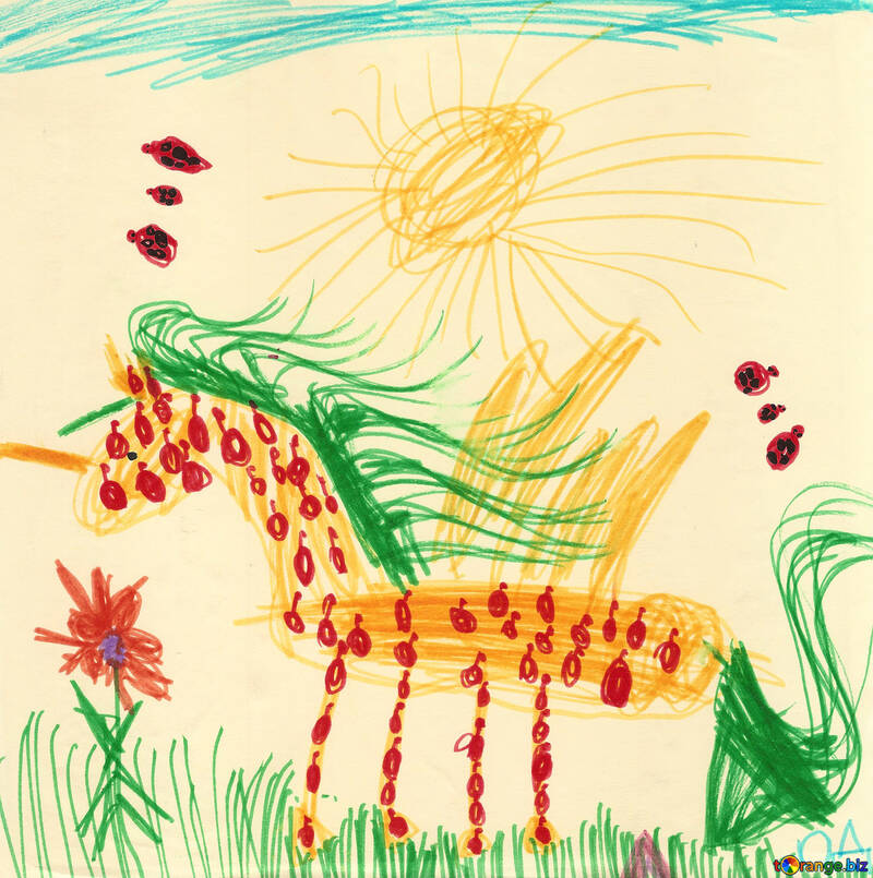 Дитячий малюнок кінь в яблуках №42807
