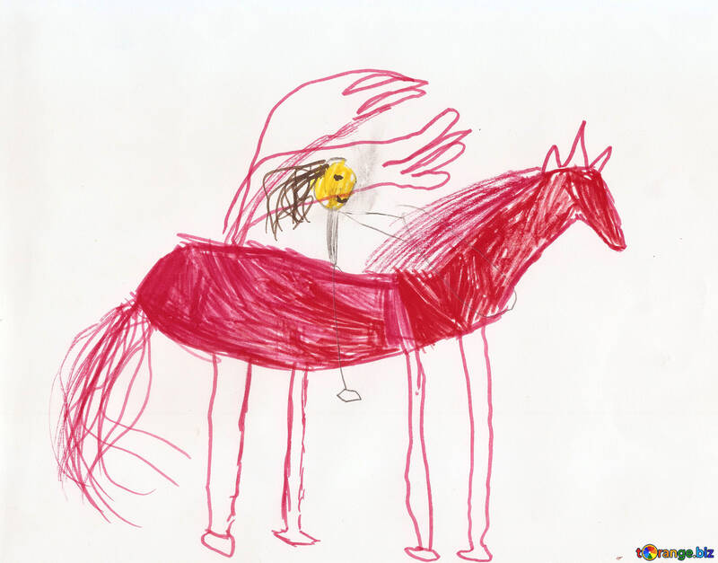 Children`s drawing a horse in the circus №42747