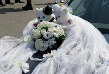 Hochzeit Bären auf der Motorhaube