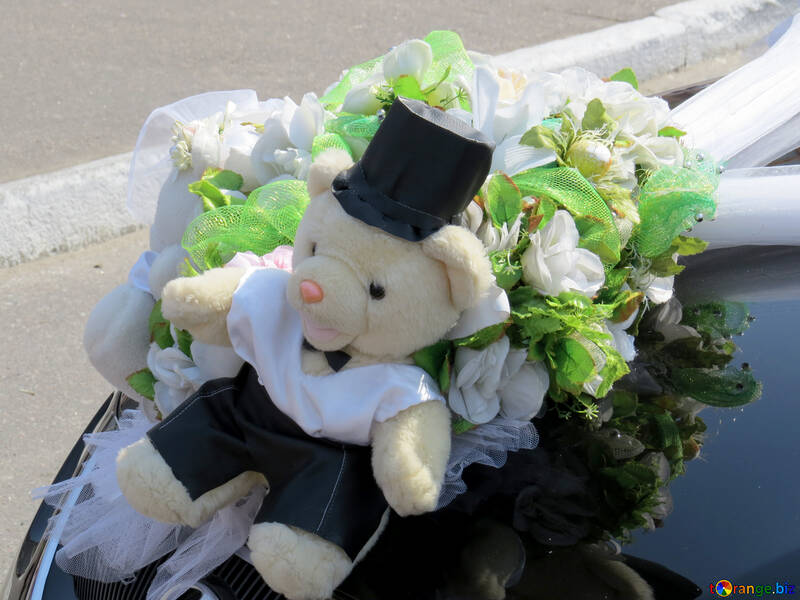 Wedding bear on the hood №44342