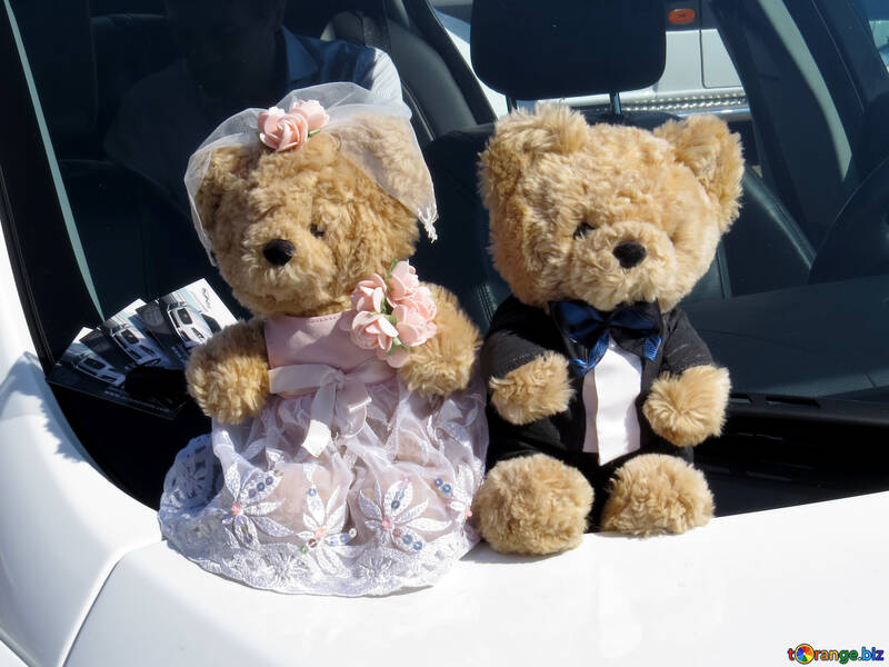 Весільні ведмедики на автомобілі №44449
