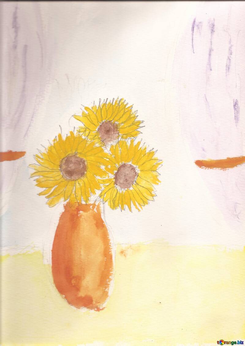 Children`s drawing sunflowers №44736