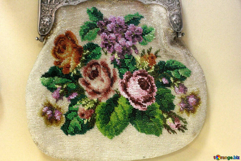 Texture vintage embroidered flowers pattern №44268