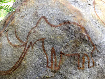 Малюнок слонів на камені №45063