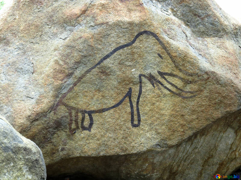 Малюнок мамонта на камені №45058