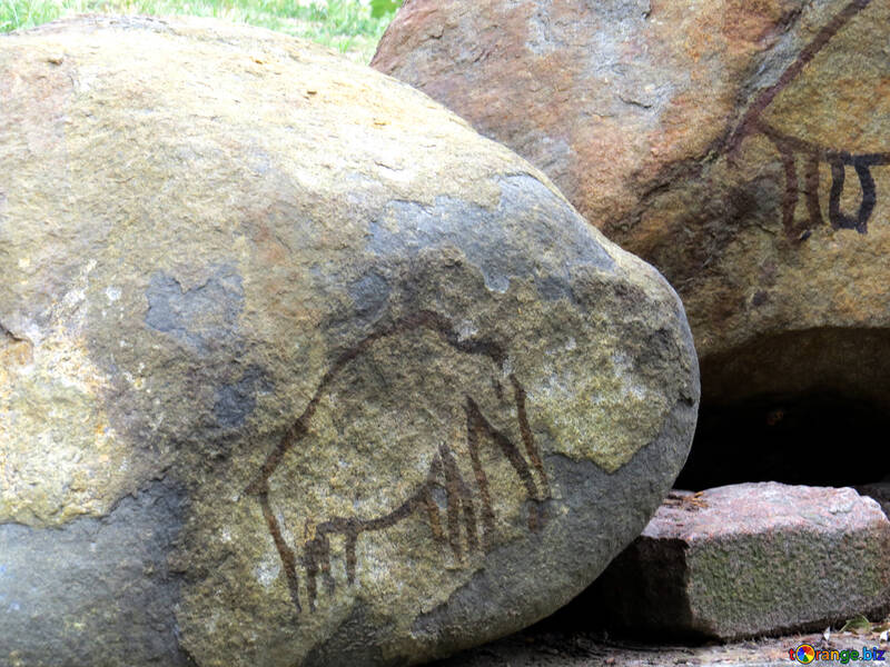 Abbildung eines Elefanten auf einem Stein №45062