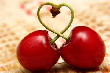 Two berries cherry heart №46228