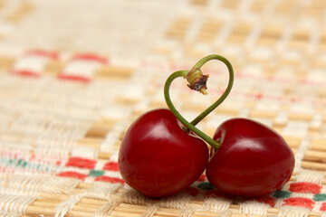 Two berries cherry heart №46229