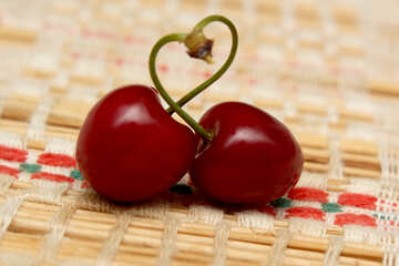 Two berries cherry heart №46230